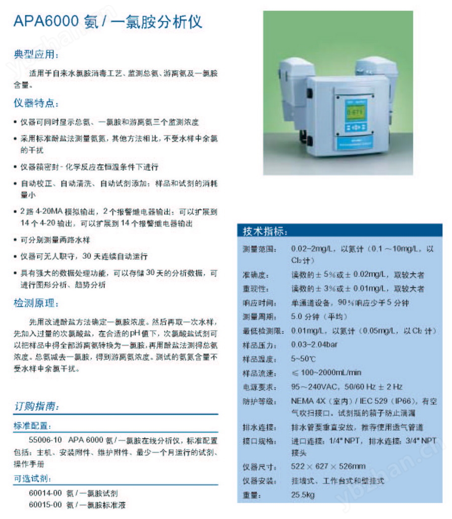 APA6000氨/一氯胺分析儀