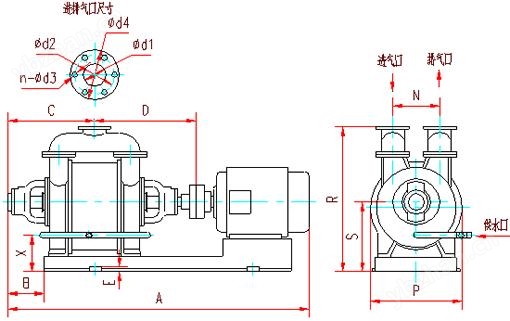 SK型水环式真空泵外型及连接图